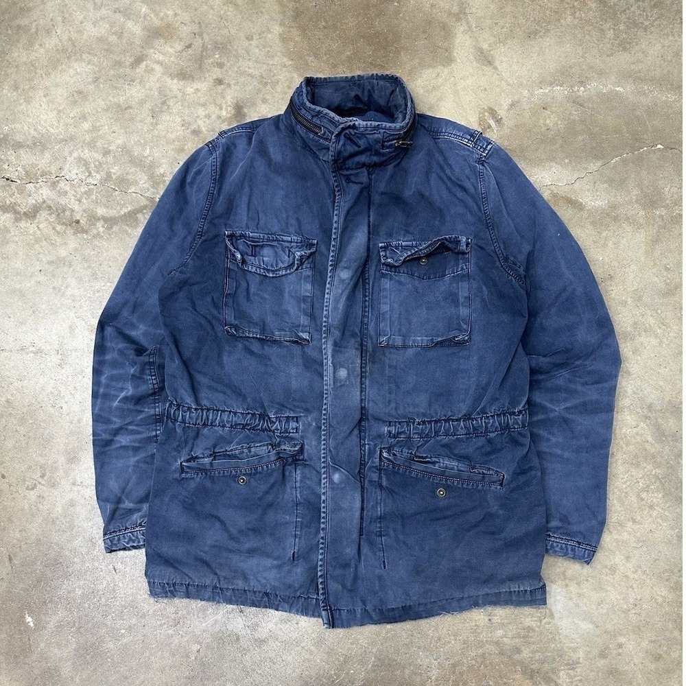 GAP Fatigue Jacket Mens M Navy M65 Field Style Utility Heavy Twill Coat Hood